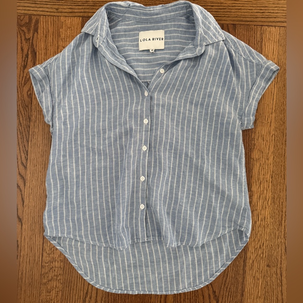 Lola River Blue Striped Button Down Shirt - M